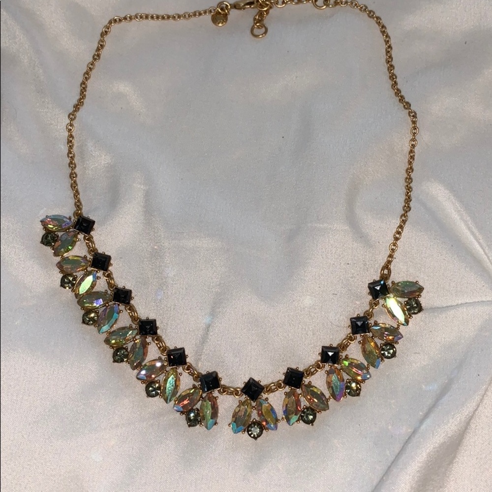 Multi colored stone statement golden necklace